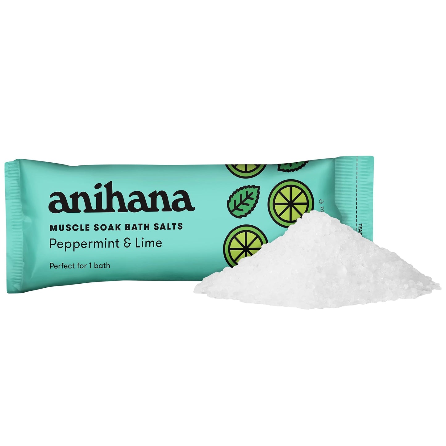 ANIHANA Relaxing Bath Salts, Muscle Soaking Aid with Coconut Oil, Helps Ease Aches and Pains, Relaxing Peppermint & Lime Scent, 15pk
