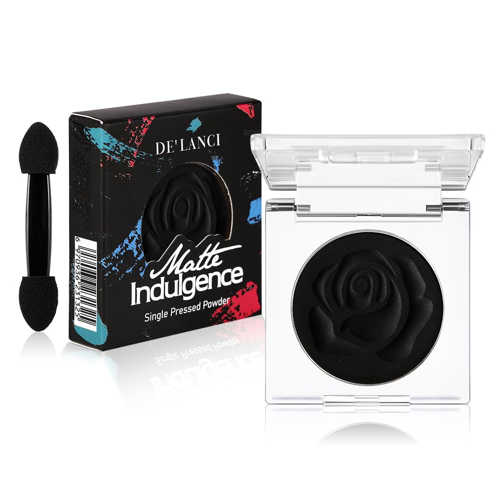 ecofavor Black Matte Eyeshadow Single with Applicator, High Pigment Long-Lasting Waterproof Matte Black Eye Makeup for Smokey Eyeshadow, Eyeliner, Gothic, Dramatic Looks, and Halloween Costume Makeup