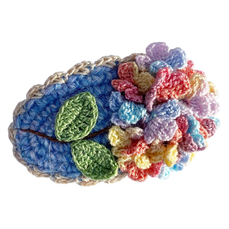 Coolideas handmade micro-hook crocheted hair barrettes yarn Handcrafted fine crocheted hair clips, creative hand made knitted side hair accessories for female (#13 Hydrangea)