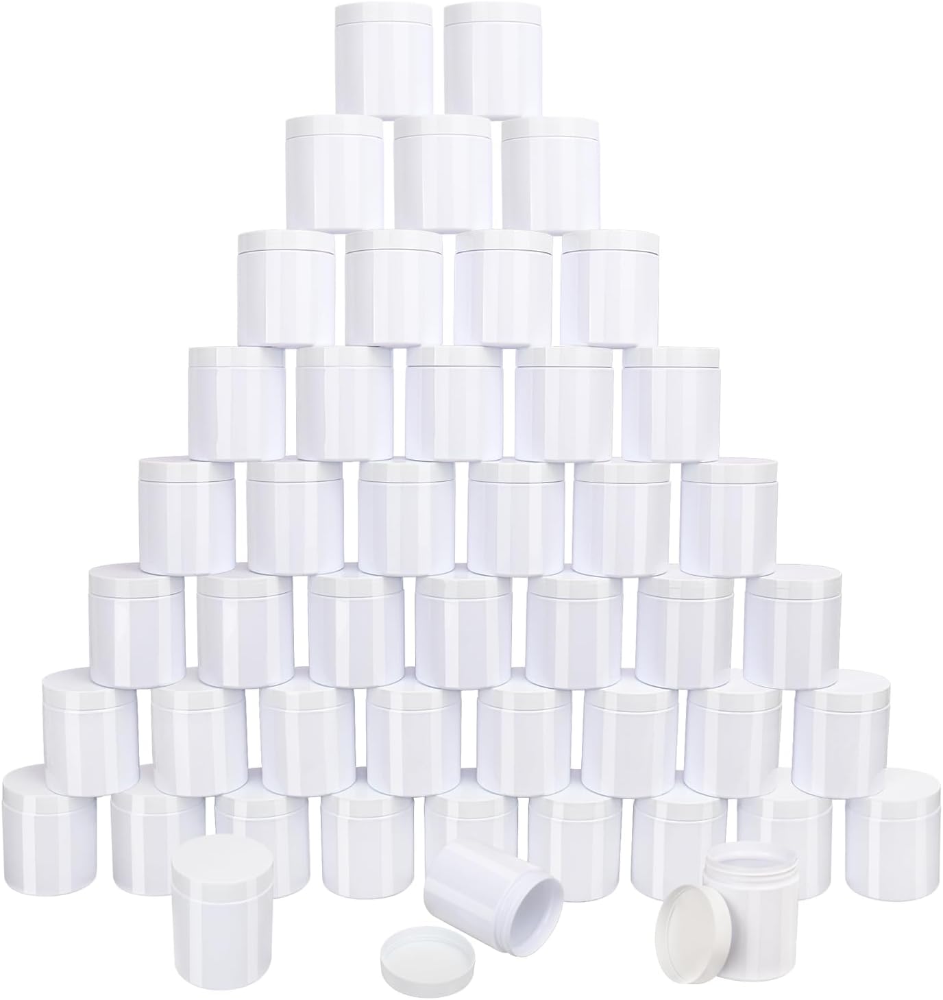 Plastic White Jars with Lids - 8 oz Wide-Mouth Cosmetic Storage for Beads, Lotions, Creams | 47 Packs