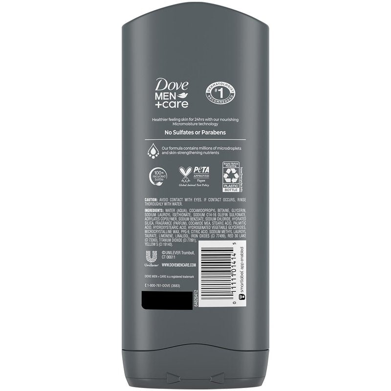 Dove Men+Care Body + Face Wash 3-Pack – Exfoliating Deep Clean with 24HR Nourishing MicroMoisture, Citrus & Cedarwood Scent, 13.5 Oz Ea