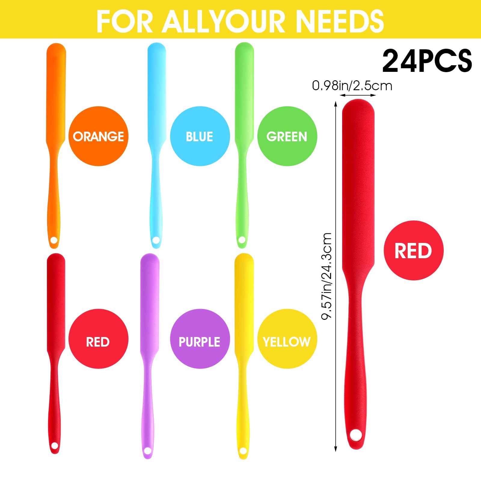 24pcs Jar Spatula,Silicone Jar Scraper with Long Handle,Jam Spreader Cake Cream Butter Spatulas, Silicone Spatula Waxing Applicator for Home Salon Body Use