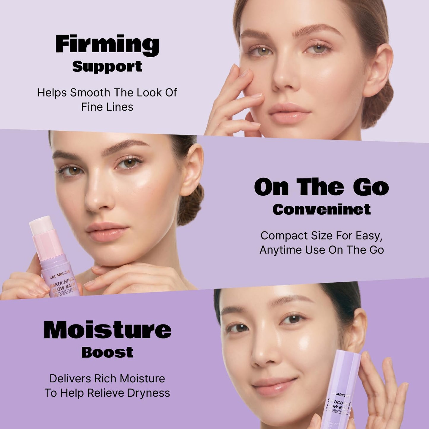LALARECIPE Bakuchinol Multi Glow Balm Stick with Bakuchiol + Retinol for Under Eye Cream, Face Neck Cream, Korean Skin Care, All in One Hydrating Moisturizer (0.35 Oz)