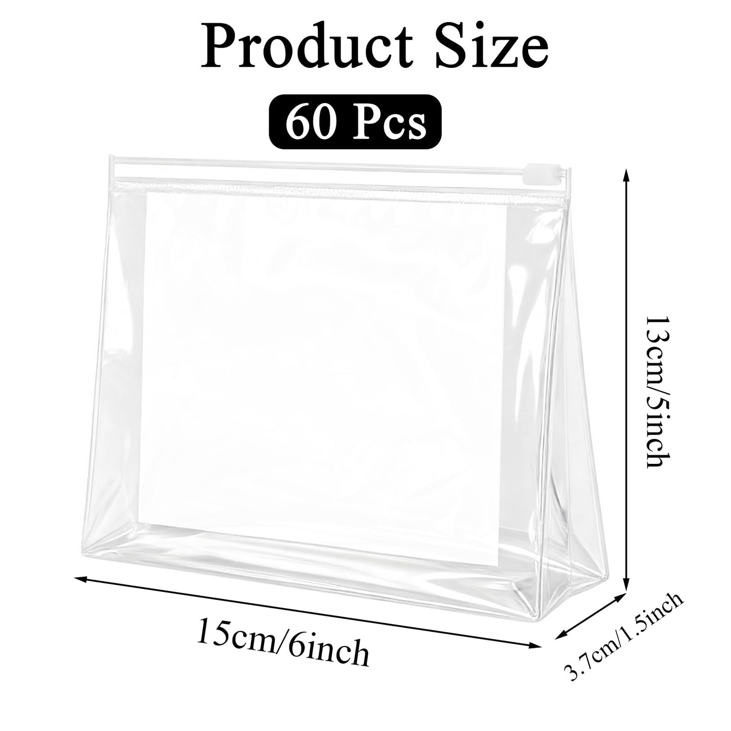 YEAJOIN 60 Pieces Plastic Mini Clear Makeup Bag Small Clear Zipper Pouches Waterproof clear toiletry bags for traveling
