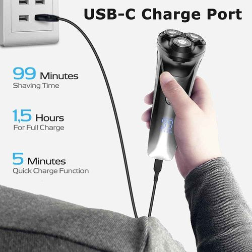 Snapbuy Electric Razor for Men, Snapbuy Electric Razor Pro, USB-C Rechargeable Waterproof Wet Dry Shaver with Pop-up Trimmer, Portable with LCD Display Travel Lock Ideal Gift for Men, Black