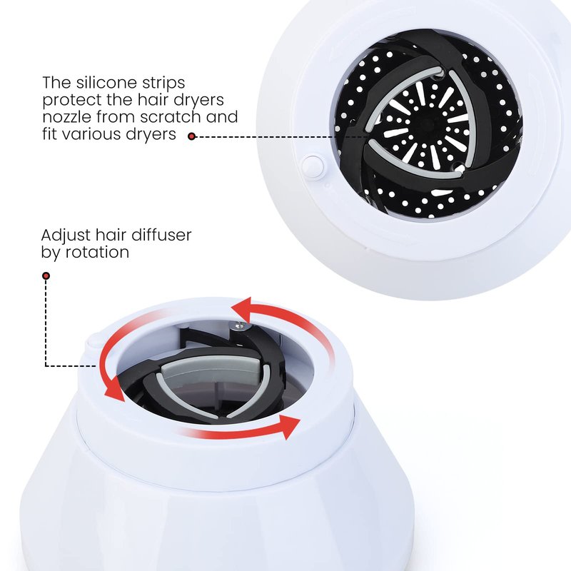 Segbeauty Universal Collapsible Hair Diffuser, Travel Foldable Adjustable Salon Fast Drying Blow Dryer Diffuser Attachment Portable for Thick Wavy Curly Hair Fit Most Blower 1.5"-3.22" Nozzle Black