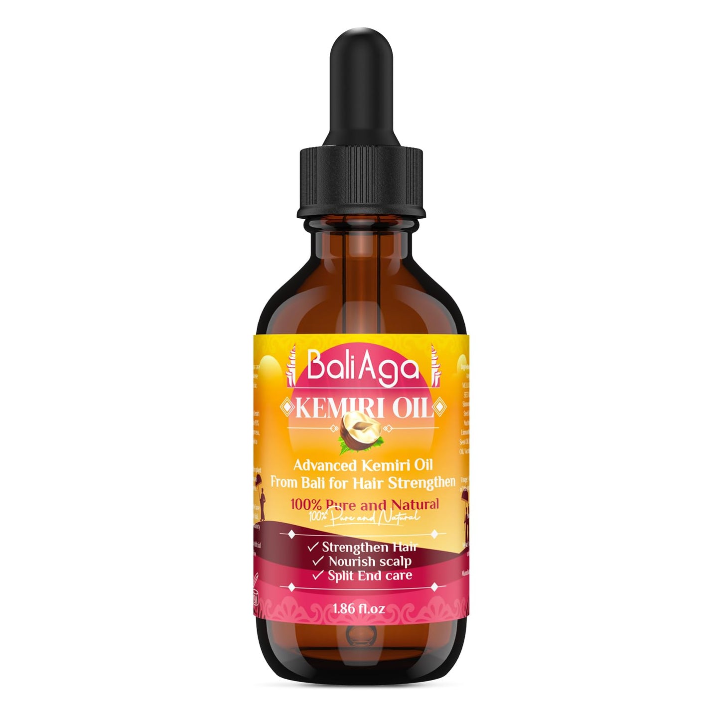 Bali Aga Kemiri Oil - Strengthening and Nourishing Hair Treatment, Split End Care, Plant-Based Comfort for Scalp, 2 Bottles