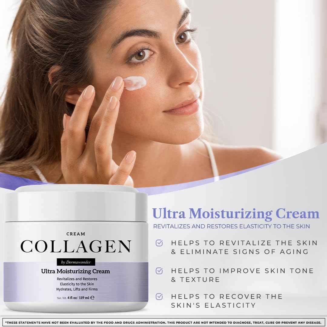 Collagen Face Moisturizer, Ultra Moisturizing Cream for Face, Body & Hands, 24 hours Moisturization, Avoids Wrinkles & Improves the Firmness and Elasticity of the Skin - 120 ml - Pack of 1