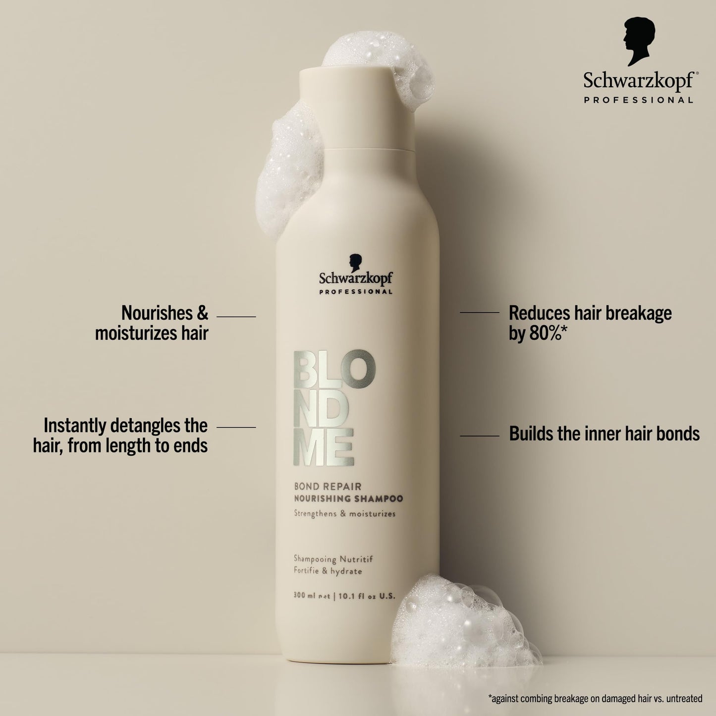 BlondMe Bond Repair Nourishing Shampoo for Blonde Hair, 10.1 Fl Oz | Adds Moisture and Softness | Strengthens, Repairs, & Prevents Breakage |For Blonde, Lightened, & Grey Hair