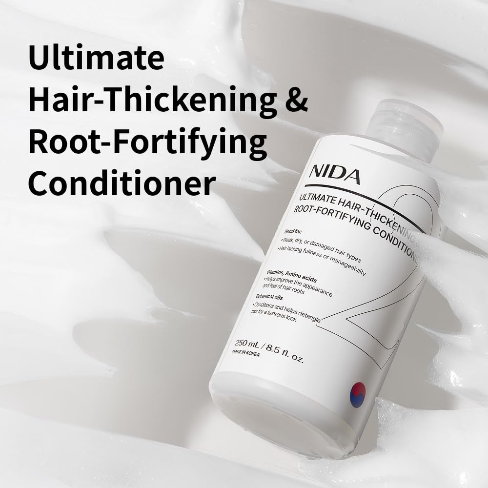 NIDA Ultimate Hair-Thickening & Root-Fortifying Conditioner | Leaves Hair Feeling Soft & Shine, Strengthens & Nourishes All Hair Types | 8.5 fl. oz., 250ml