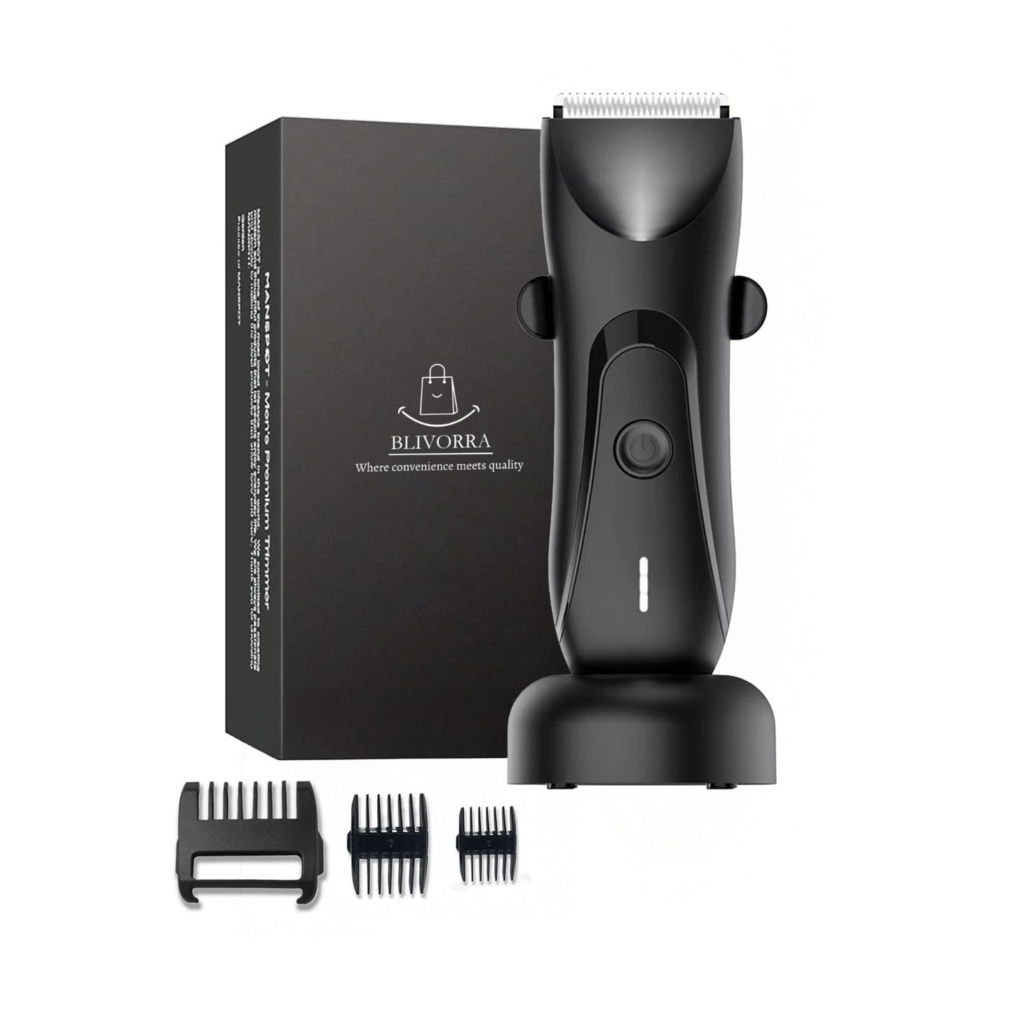 BLIVORRA Next Gen Premium Body & Pubic Hair Trimmer – Waterproof Electric Ball Shaver & Groin Hair Clipper with Ceramic Blades – Rechargeable Wet/Dry Trimmer for Men & Women, Chest, Legs, Bikini