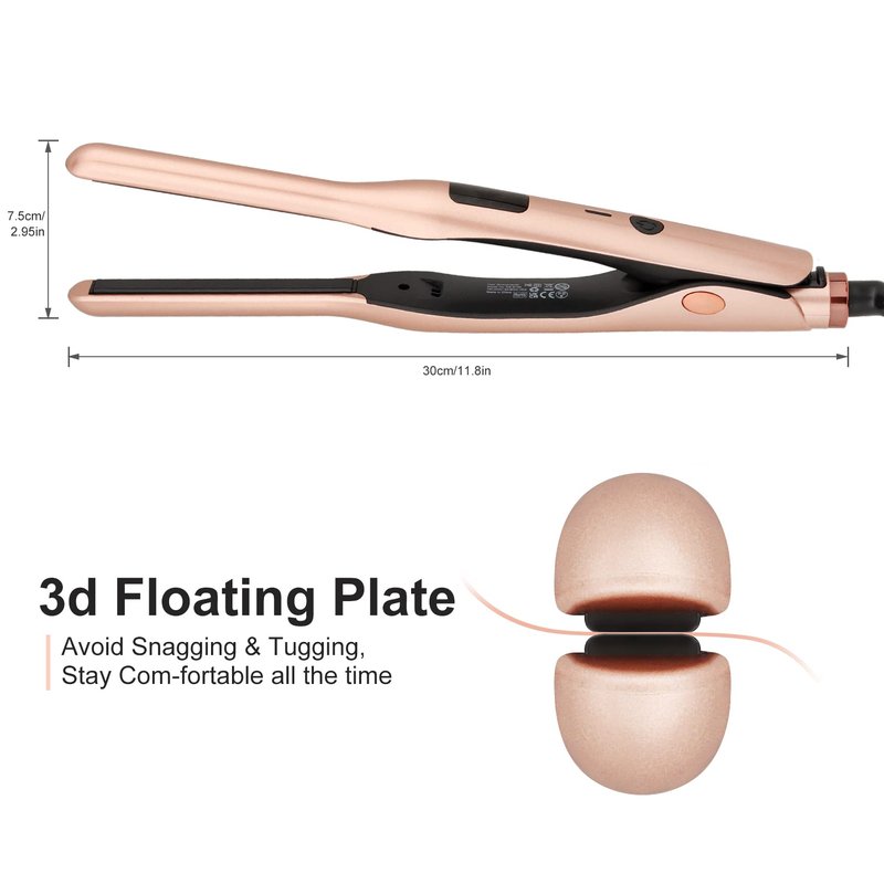 3/10 Inch Pencil Flat Iron, Small Flat Irons for Short Hair, Beard and Pixie Cut, Mini Hair Straightener Small Ceramic with Adjustable Temperature, Include Glove