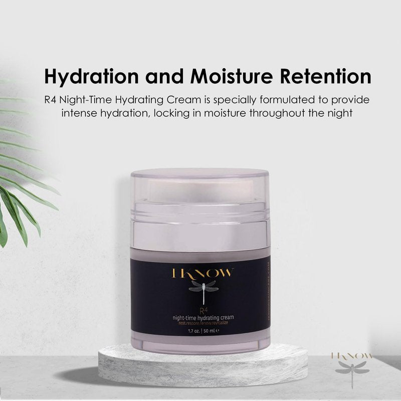 IKNOW R4 Night-Time Hydrating Cream, Hyaluronic Acid Restorative Night Cream, Revitalize with R4 Skincare, Moisturizer Face Cream, Hydrating Skincare for Renewing Night-Time Routine, (1.7oz)