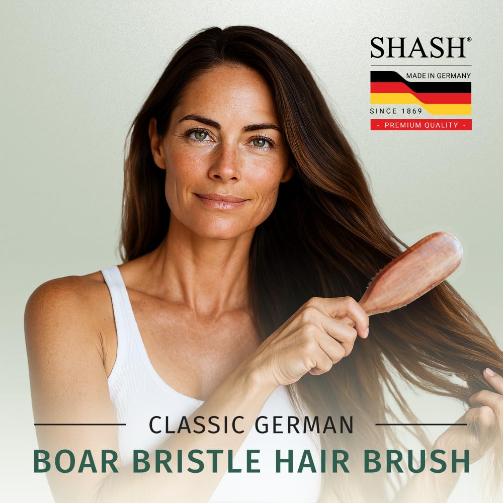 Classic German Boar Bristle Hair Brush - Conditions Hair, Improves Texture | Fine to Normal Hair