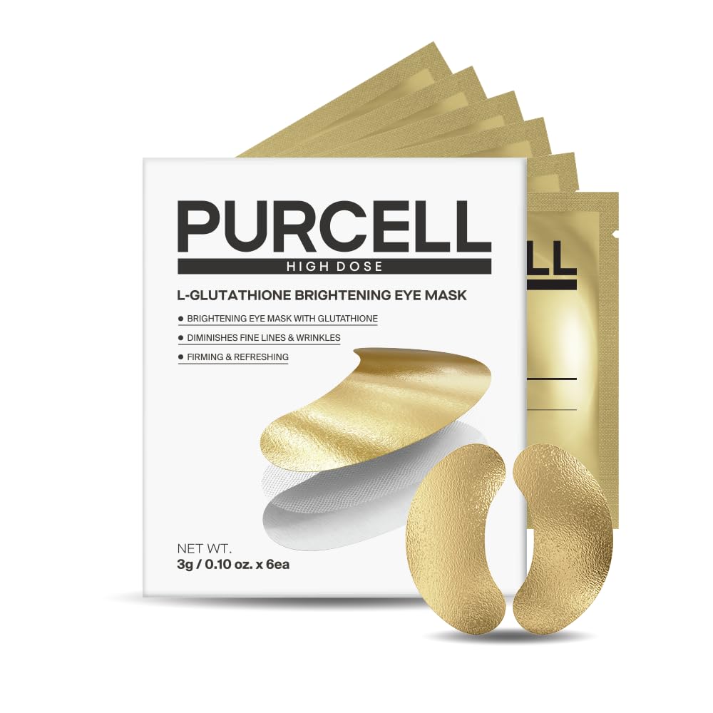 PURCELL L-Glutathione Radiance Eye Mask – Antioxidant Under Eye Patches for Luminous & Even-Toned Skin, Reducing the Appearance of Dark Circles & Dullness, For All Skin Types (6 Pairs, 0.10 oz each)