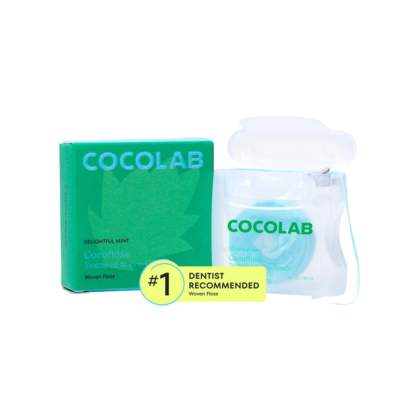 Cocofloss Expanding Woven Dental Floss by Cocolab, Waxed Tooth Floss for Daily Oral Care, Coconut Oil Infused, Vegan, for Adults and Kids, Mint Scent, 1 Pack