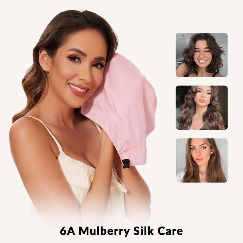 Mulberry Silk Bonnet for Sleeping Women Men, Real Silk Lined Sleep Cap with Adjustable Strap, Hair Wrap Slouchy Beanie for Curly Hair