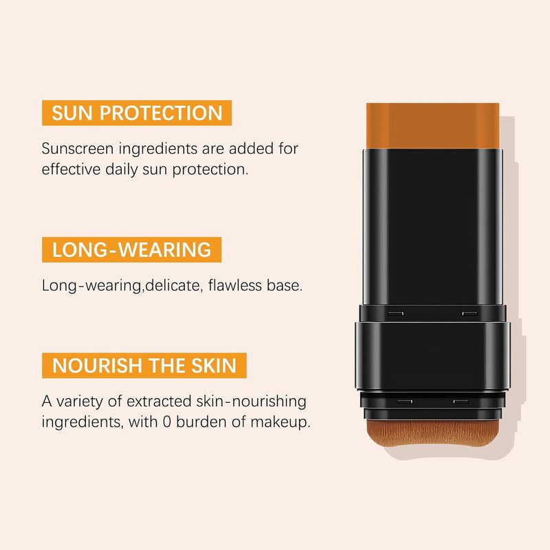 3-in-1 Hydrating Foundation Stick - Anti-Wrinkle Concealer & Multi-Use Cream | Natural Matte Finish for All Skin Types (Dark)