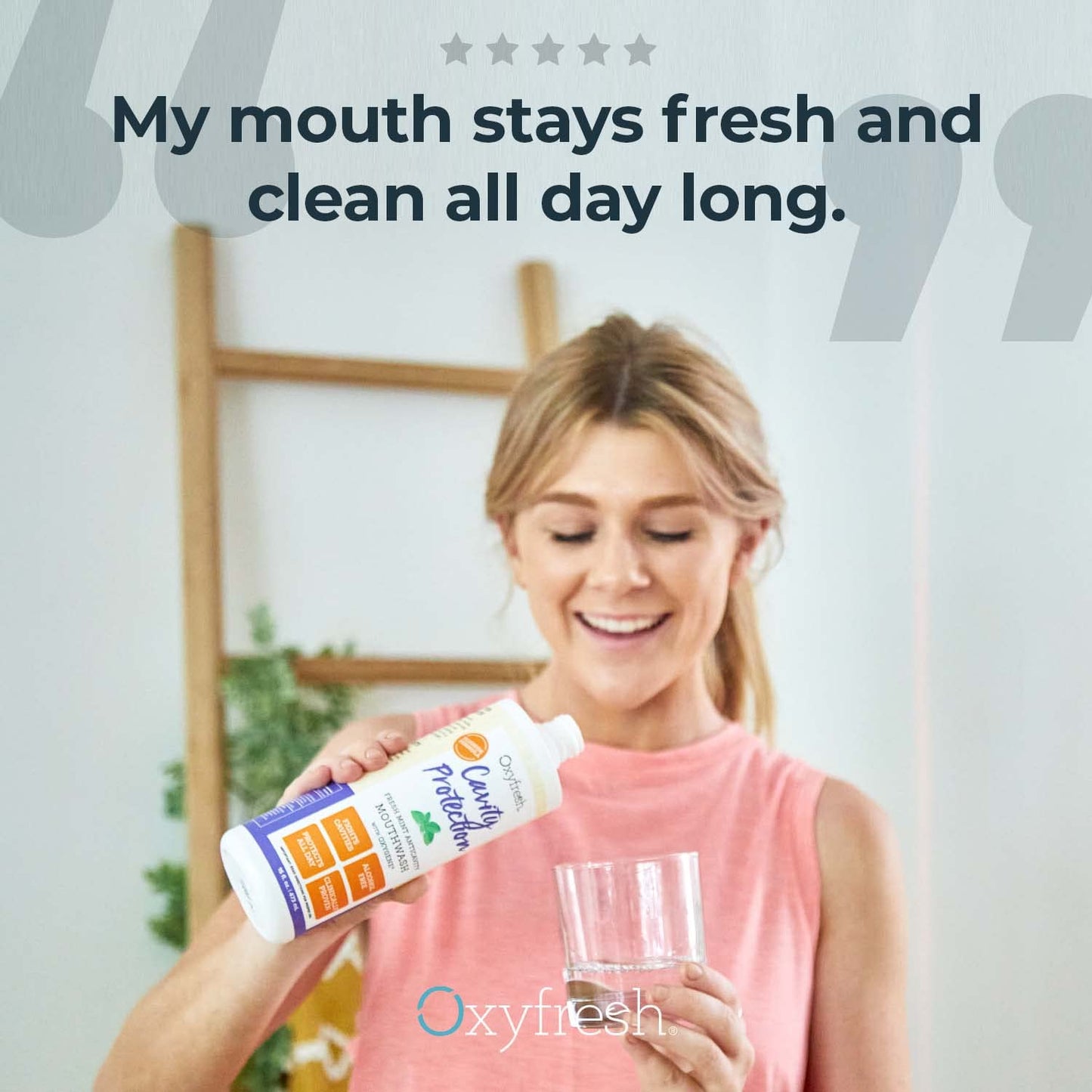 Oxyfresh Cavity Protection Fluoride Mouthwash – Anticavity Mouthwash for Sensitive Teeth, Non - Staining, Alcohol Free, Lasting Fresh Breath - 16 fl Oz (Pack of 3)