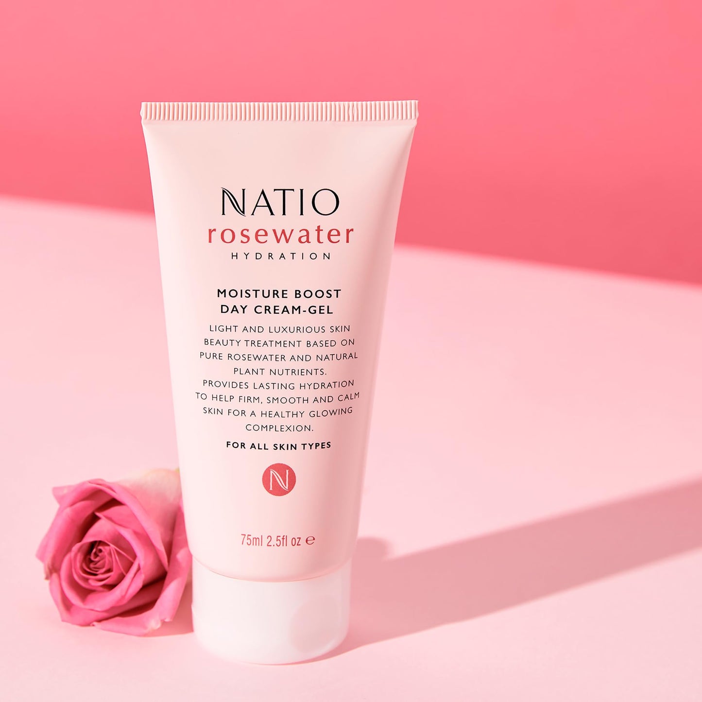 Natio Australia Rosewater Hydration Moisture Boost Day Cream-Gel, 2.5 oz - Face Cream with Shea Butter - Face Moisturizer for All Skin Types (Pack of 2)