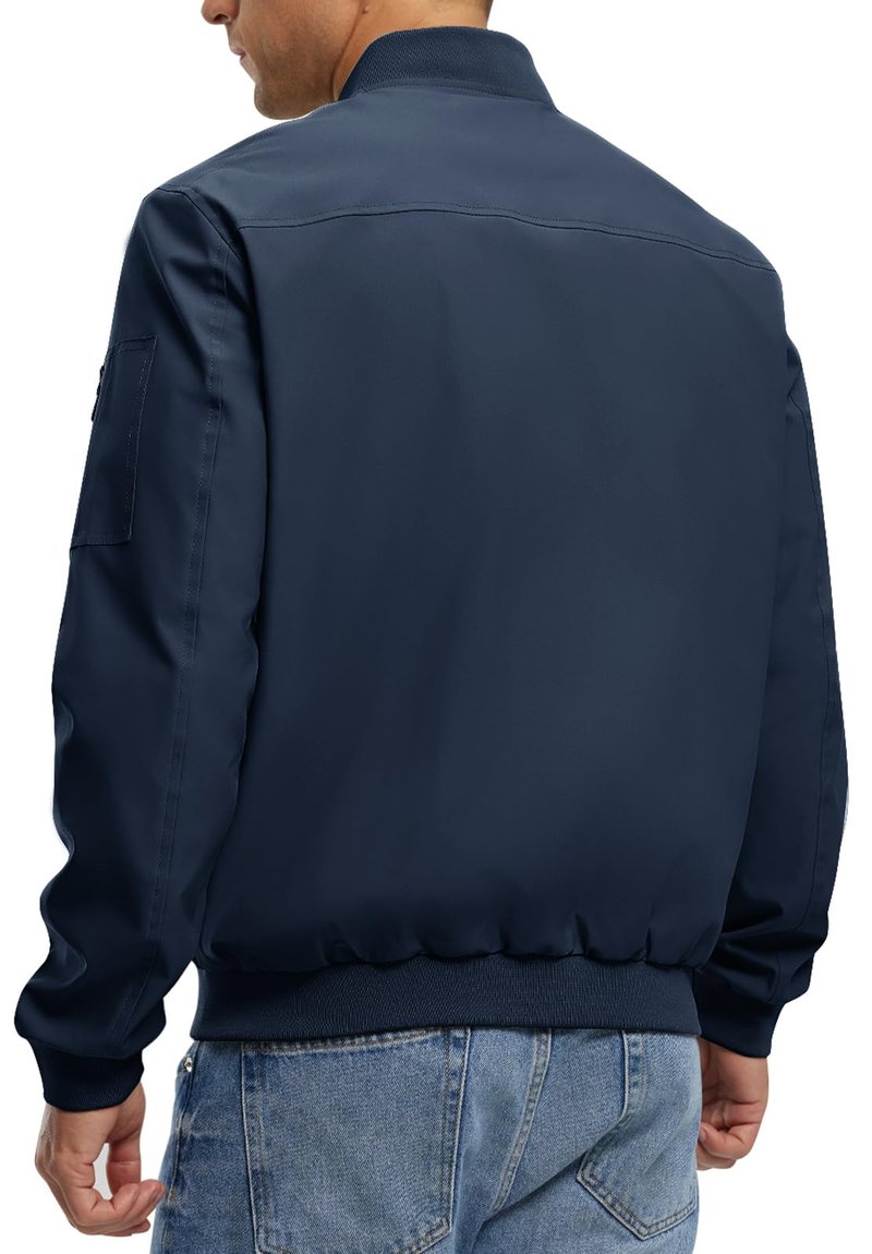 Rdruko Men's Bomber Jackets Lightweight Windbreaker Casual Stylish Fashion Coat Zip Up(Navy, US L)