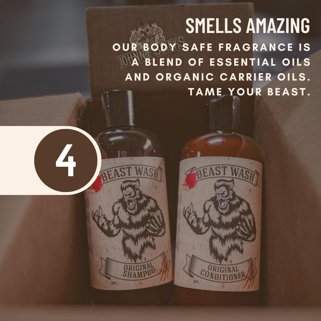 Johnny Slicks Conditioner - Supports Hydrated & Healthy Hair - Organic Oils & Shea Butter - Handmade Grooming - Rugged Scent - 16 oz
