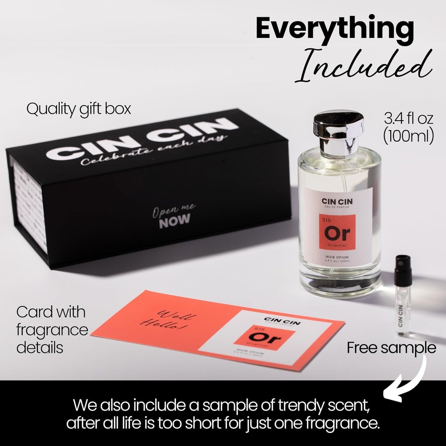 Cin Cin Noir Opium Perfume - Oriental 515 EDP 100ml Inspired by Y. Blk Opium - Paraben-Free, Concentrated, Long Lasting - Coffee, Jasmine, Orange Blossom & Vanilla Eau de Parfum Blend for Women & Men