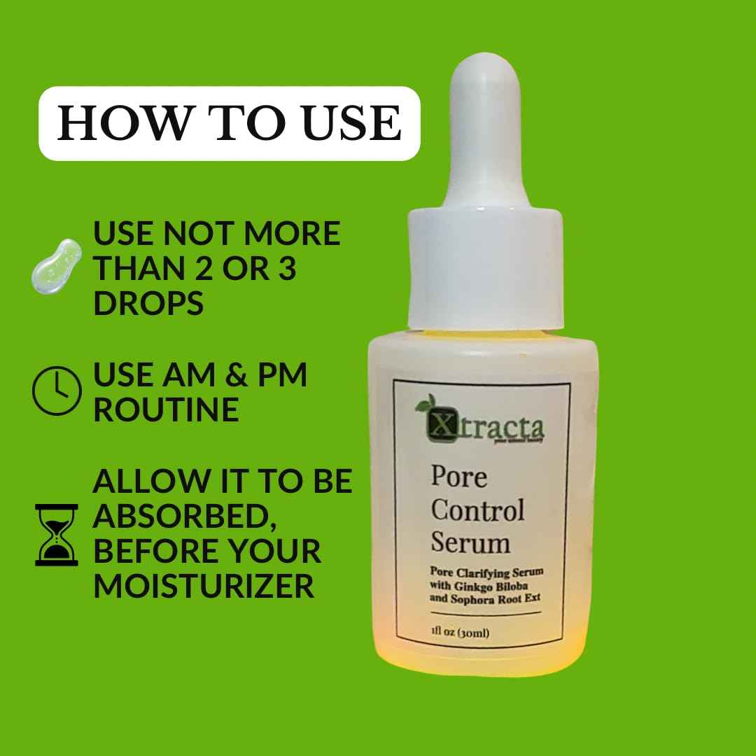 Xtracta Pore Control Serum for Acne-Prone Skin – Salicylic Acid, Azelaic Acid, Colloidal Sulfur & Ginkgo – Plant-Based Oil & Blackhead control, 30ml