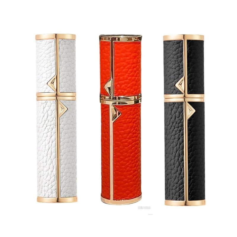 Full-Grain Leather Perfume Atomizer Set | 5ml Leak-Proof Portable Spray Bottles | Premium Makeup Perfume Storage Essential, Mini Travel Spray Bottle Refillable for Women Men, 3PCS