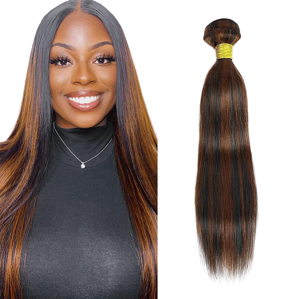 Straight Human Hair Bundle - Ombre Brown Two-Tone 18 Inch Extensions | Breezy Color Mix