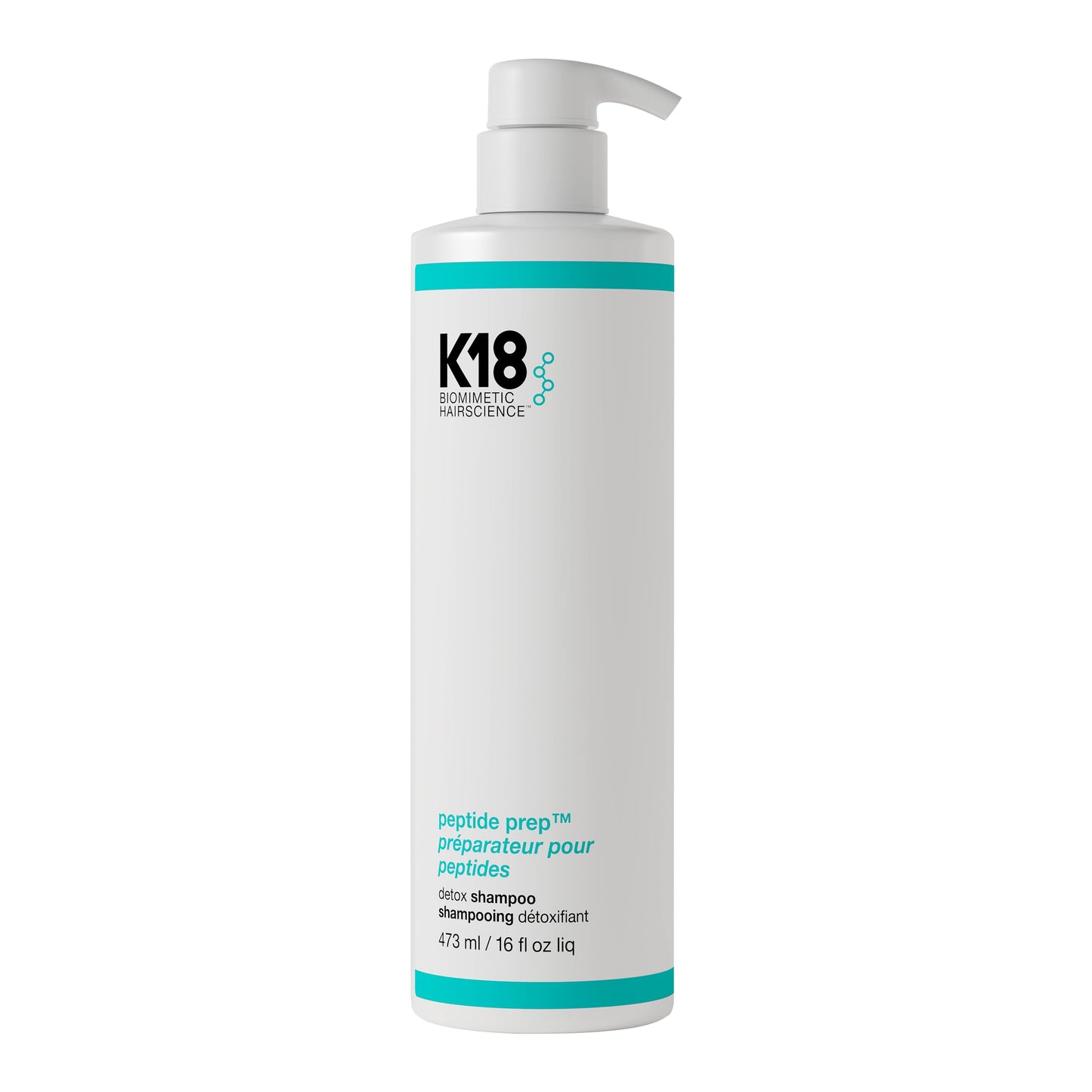 K18 Peptide Prep Detox Shampoo - Color Safe Clarifying Shampoo for Build Up Removal - Gently Removes Dirt, Oil + Metals from Hard Water with Activated Charcoal + Salicylic Acid (16 Fl oz)