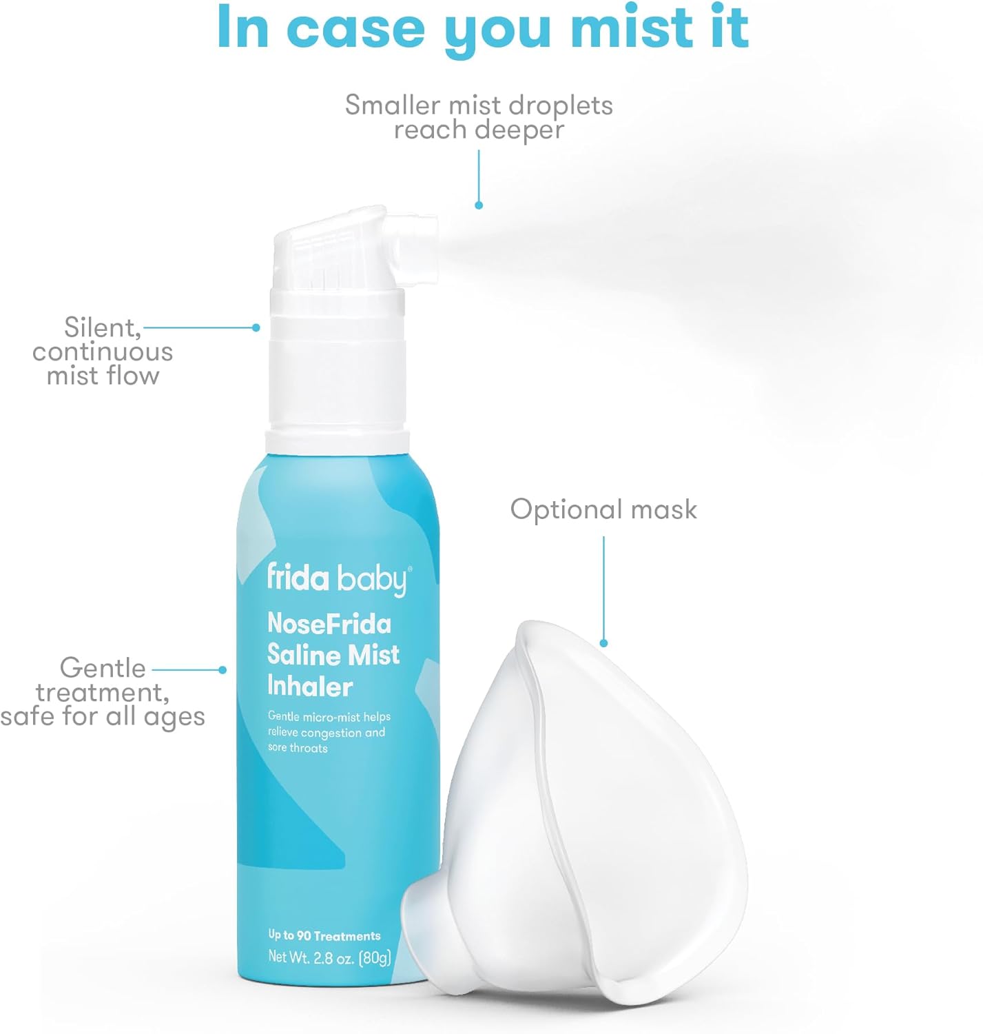 Frida Baby Saline Mist Nasal Inhaler - Decongestant Spray for Kids | Soothes Stuffy Nose & Sore Throat