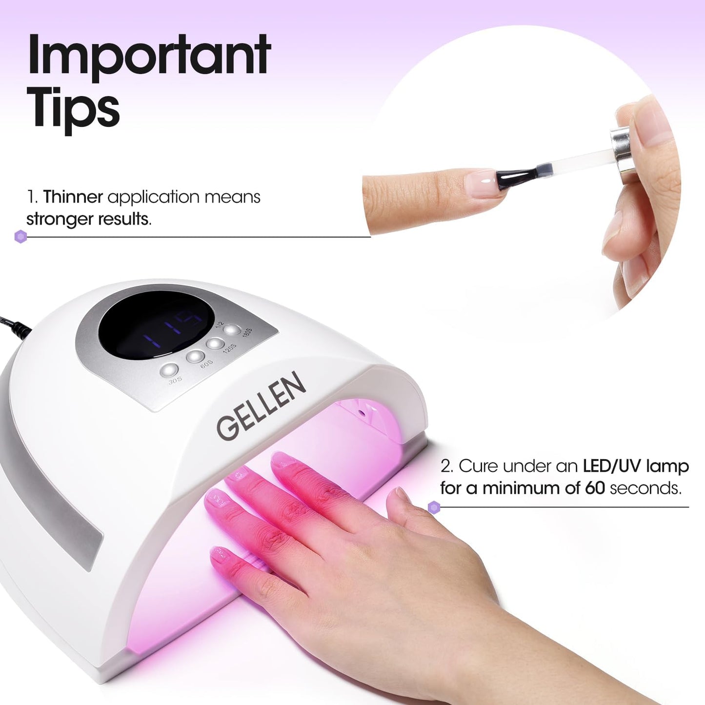 GELLEN Gel Top Coat and Base Coat, 2 Pcs 18ml Superior Base Coat Top Coat Set, No Wipe Soak Off Ultra Glossy Nail Gel, UV LED Needed Clear Nail Polish, Long Lasting for 28+ Days