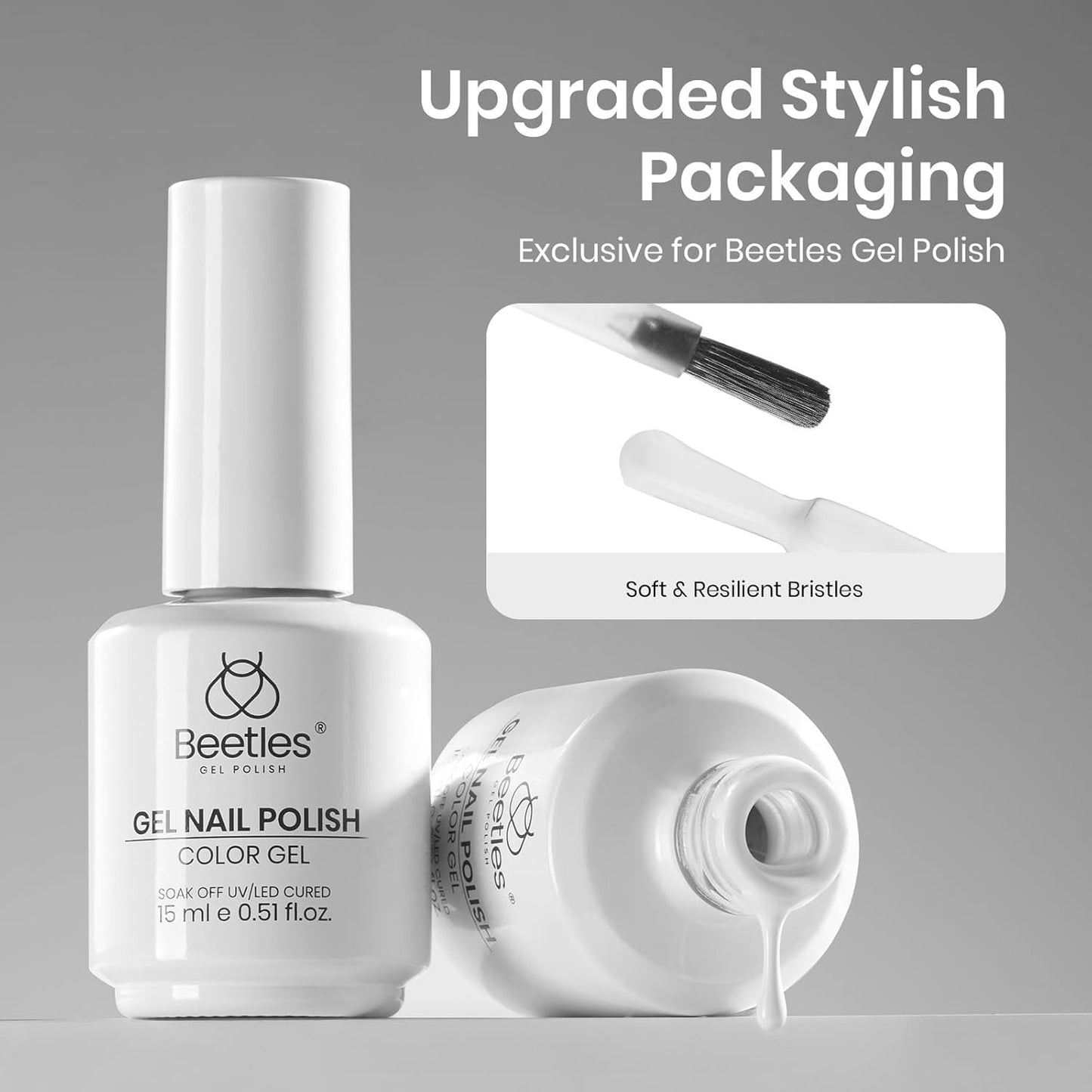 beetles Gel Polish 9 in 1 Gel Nail Glue for Clear Acrylic Nails Tips, Long Lasting Super Strong Brush Nail Glue for Fake Nails, Base Blooming Nail Gel, New Safe Formula, U V Light Cure