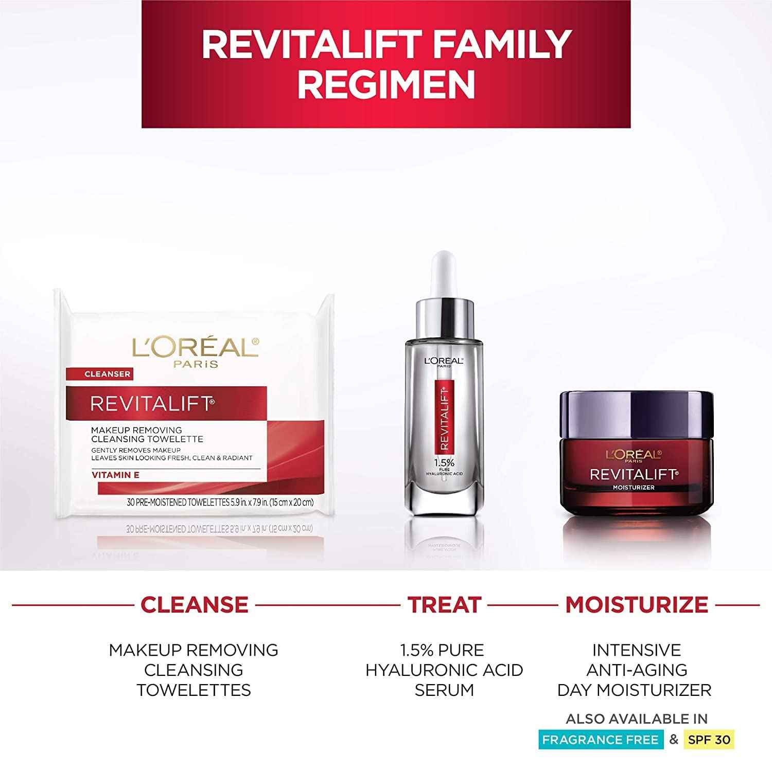 L’Oreal Paris Revitalift Wet Cleansing Towelettes 30 Count (3 Pack)