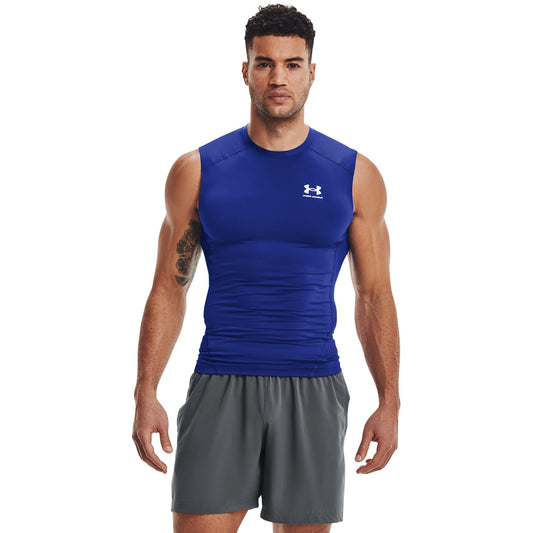 Under Armour Men's Armour HeatGear Compression Sleeveless T-Shirt , Royal Blue (400)/White, Large