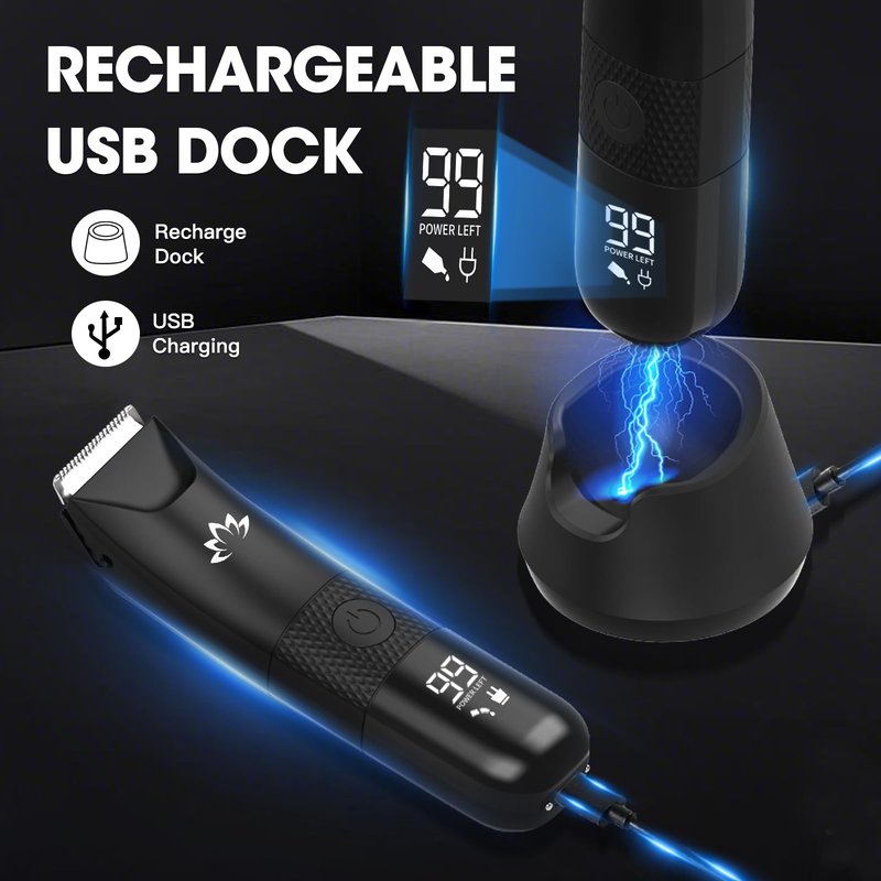 RESUXI Manscape Ball Trimmer for Men,Body& Pubic Hair Trimmer and Groin Hair Shaver, Bikini Trimmer Women,Smooth Shaving, Lightweight with Travel Lock, IPX7 Waterproof Wet/Dry Shaving, LED Display