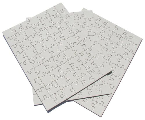 INOVART Puzzle-It 63-Piece Blank Puzzle, 12 Puzzles Per Package, 8-1/2" x 11", White
