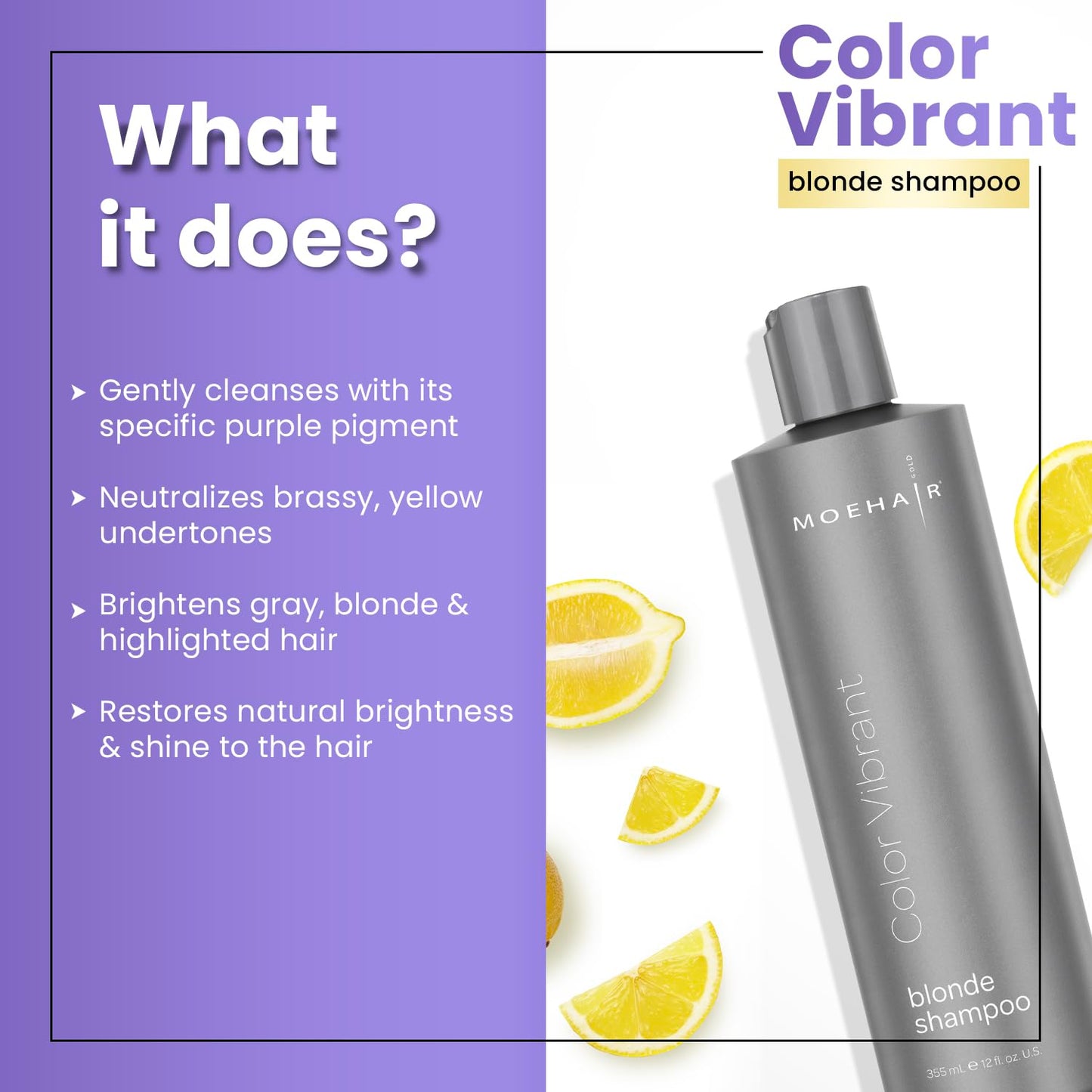 Vibrant Blonde Shampoo - Color-Protecting Purple Formula | Neutralizes Yellow Tones | 12 Fl. Oz