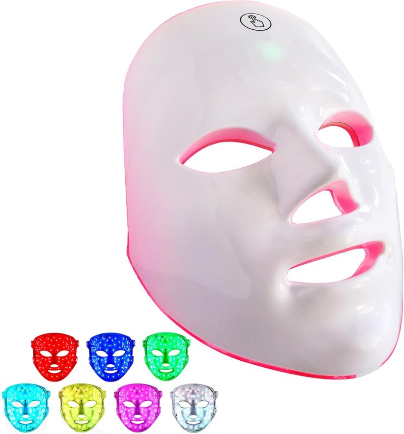 LED Face Mask | 7+1 Modes Portable Red Light Therapy for Skin Care - Rechargeable Blue & Red Light Mask