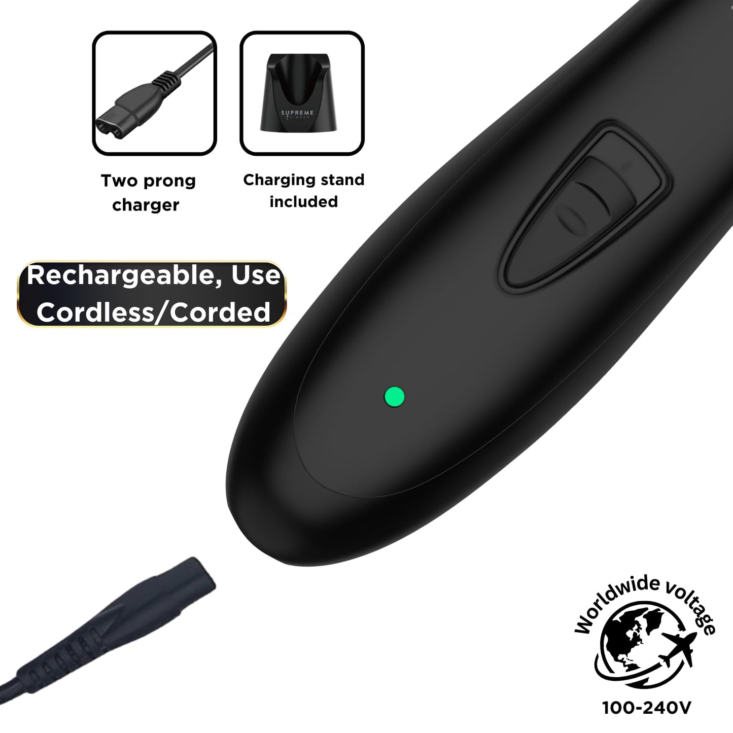 Supreme Trimmer Professional T Shaper | Cordless Hair & Beard Liner for Men | Low Noise, Precision Edger Clippers | Ideal for Sensitive Skin, Kids & Elderly | Barber & Home Use