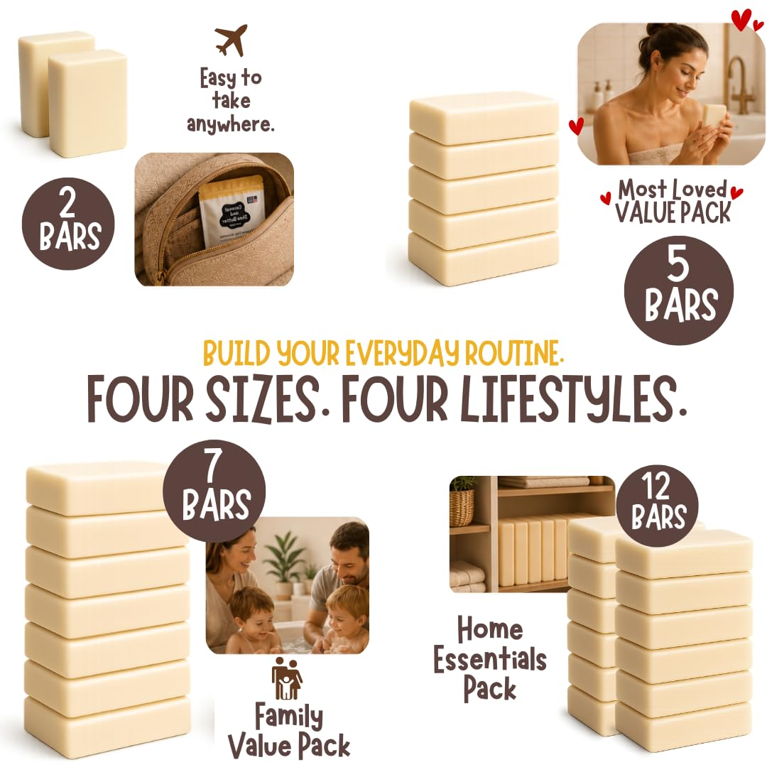 Fragrance-Free Baby Bar Soap - Unscented Natural Soap for Sensitive Skin | Organic, Gentle Formula | 7 Bars (3.5 oz Each)