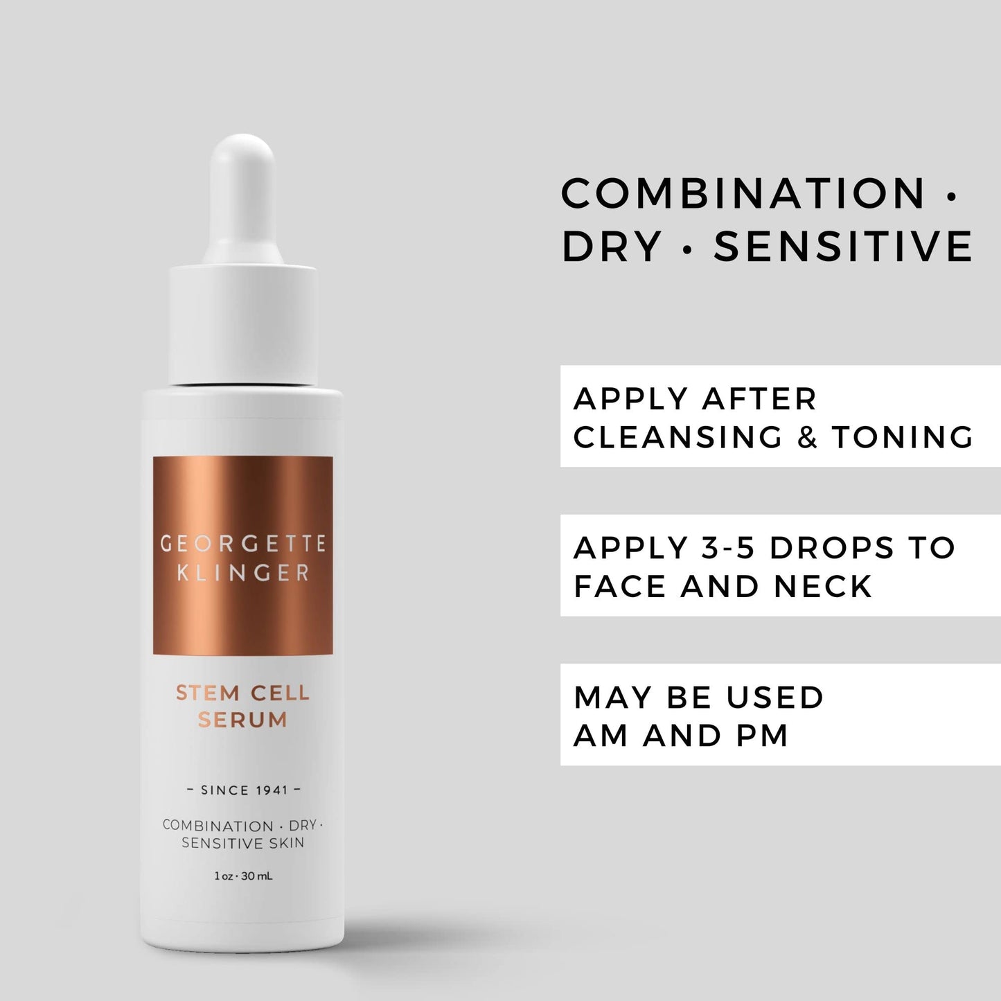 Georgette Klinger Stem Cell Serum - Anti-Aging Face Serum with Hydrating Hyaluronic Acid - Promotes Cell Turnover, Improves Skin Firmness, and Reduces Wrinkles for Youthful Skin - 1 oz