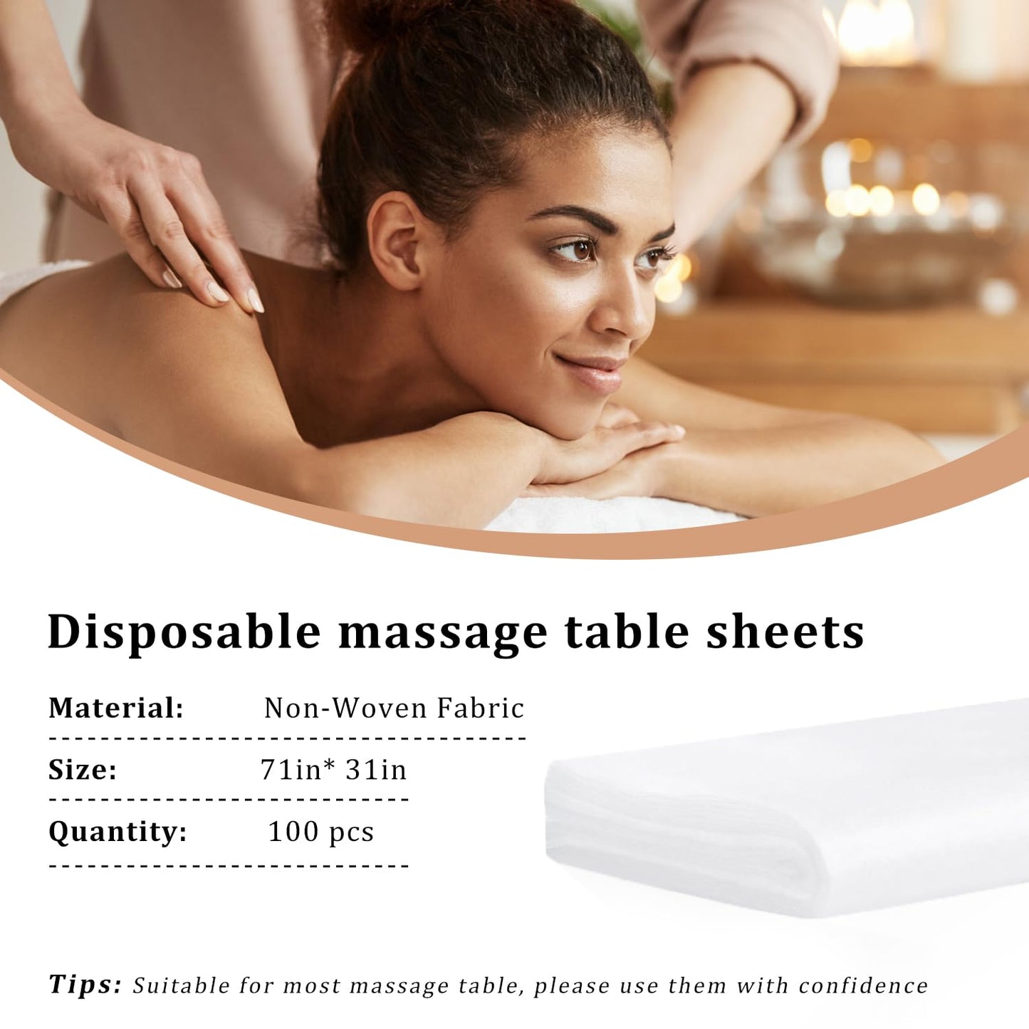 Disposable Bed Sheets 100 Pcs 31"x 71" Massage Table Cover Non Woven Fabric SPA Sheet Breathable for Massage Beauty Tattoo(White)