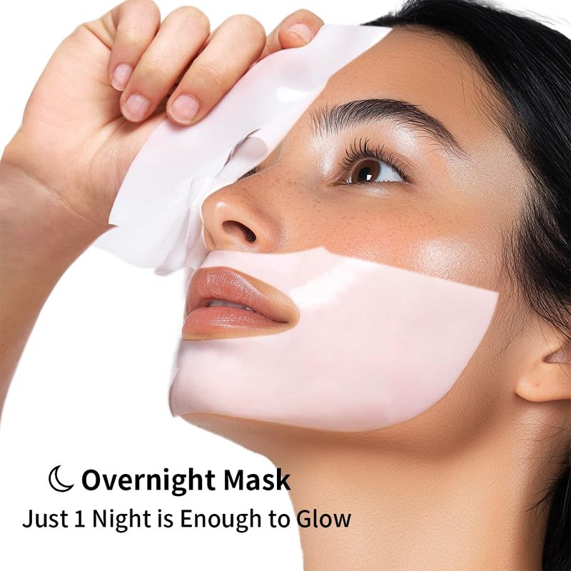 Sokgo Low Molecular Weight Collagen Overnight Hydrogel Mask, Enhances Skin Elasticity, Reduces Pores, Transforms from White to Transparent Upon Absorption Skin Care Treatment，