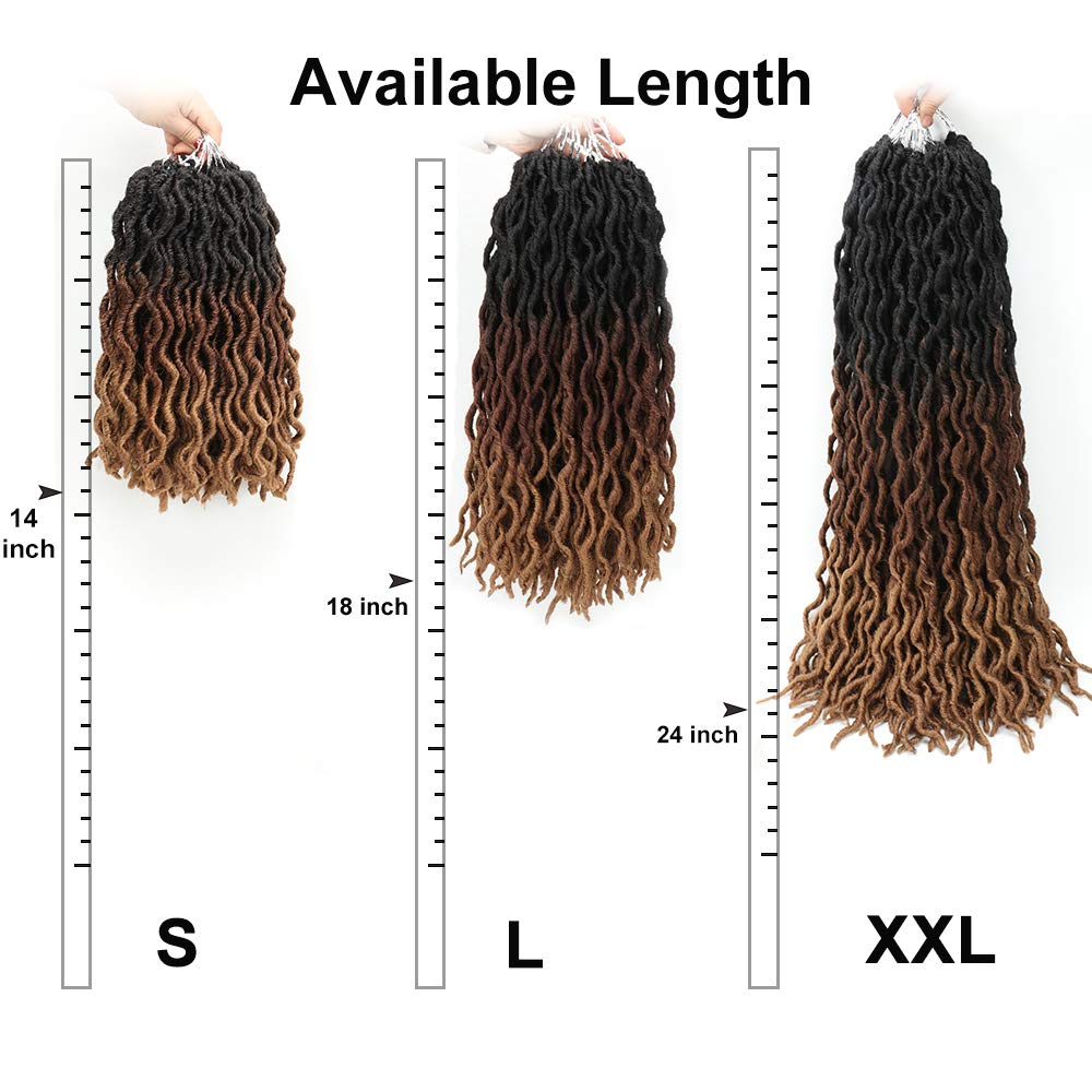 Eliza 14 Inch Wavy Gypsy Locs Ombre Red Soft Locs Crochet Hair 6 Packs Goddess Faux Locs Crochet hair African Roots Synthetic Braiding Hair Extensions for Black Women(14",6Packs, OM3T430)