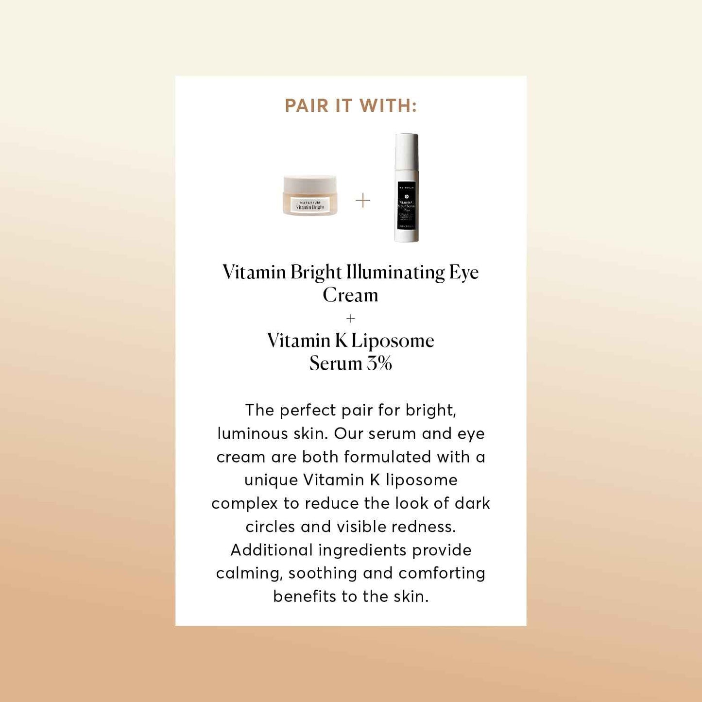 Naturium Vitamin Bright Illuminating Eye Cream, Under Eye Repair Cream for Dark Circles, with Vitamin K, Phyto-Complex, & Mineral Pigments, Light/Medium, 0.5 oz