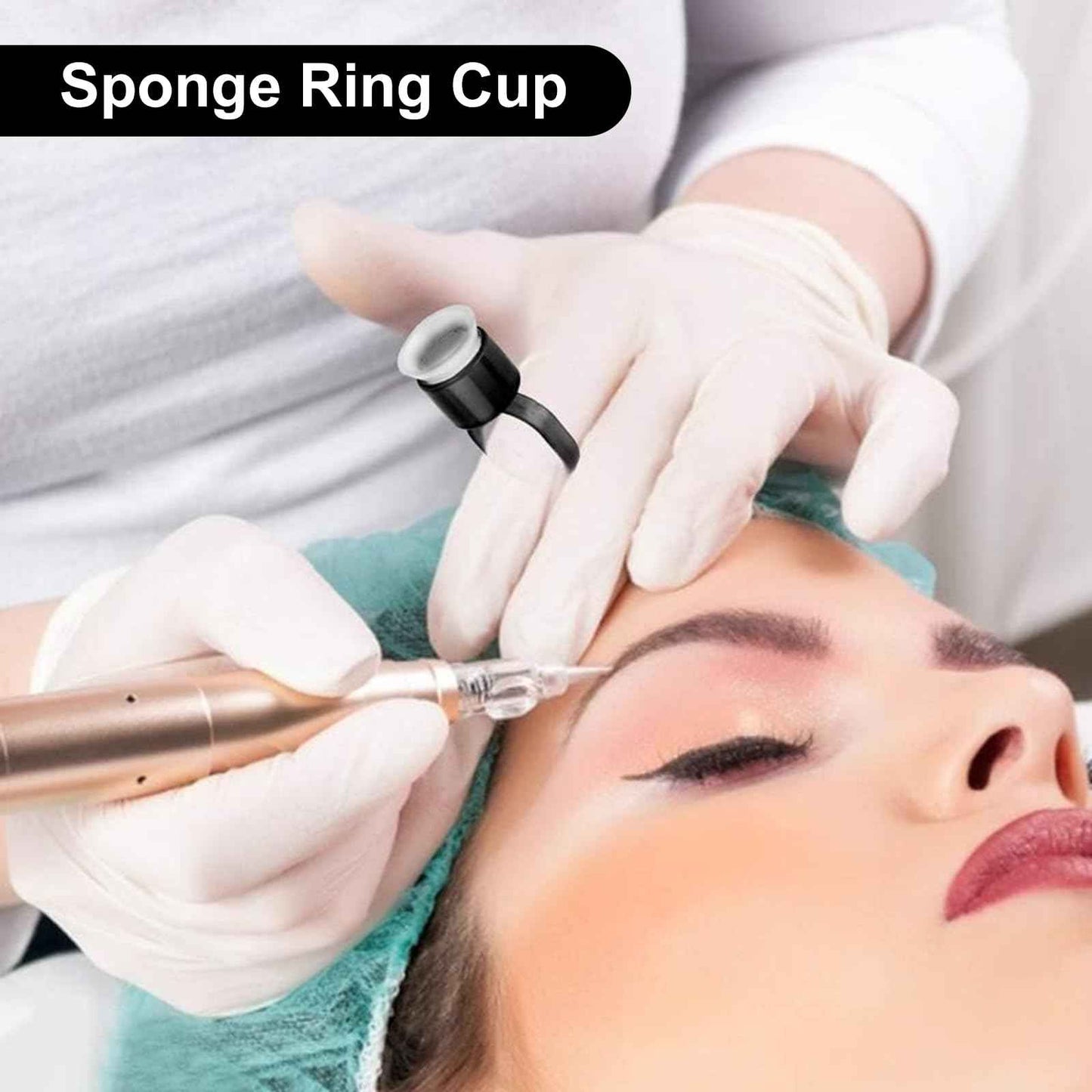 Ink Ring Cups - Autdor 100Pcs Pigment Rings Microblading Pigment Glue Rings with Sponge Ink Caps Cups Permanent Makeup Tattoo Eyelash Eyebrow Extensions Holder for Microblading Supplies (100Pcs)