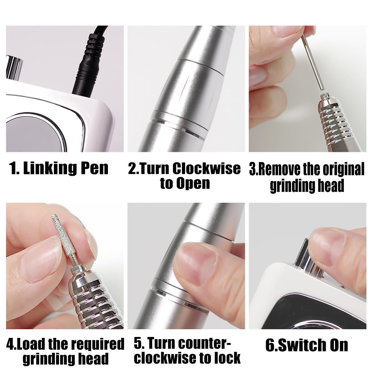 Coxcsi Electric Nail Drill, Nail File 45000RPM, Cordless Drill Machine Professional, Portable Nail Drill kit, Rechargeable with Drill Bits, Nail E File for Acrylic Gel Nail Salon