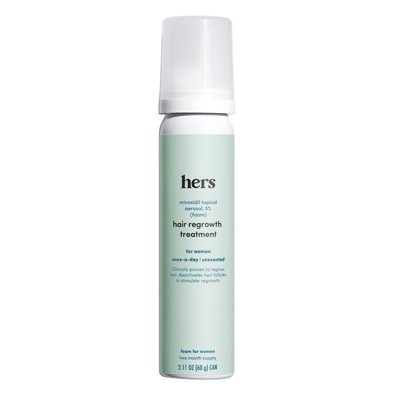hers Topical Minoxidil Foam, 5% - Extra Strength Hair Growth Treatment for Women - Clinically Proven to Reduce Hair Loss in 3-6 Months - Unscented